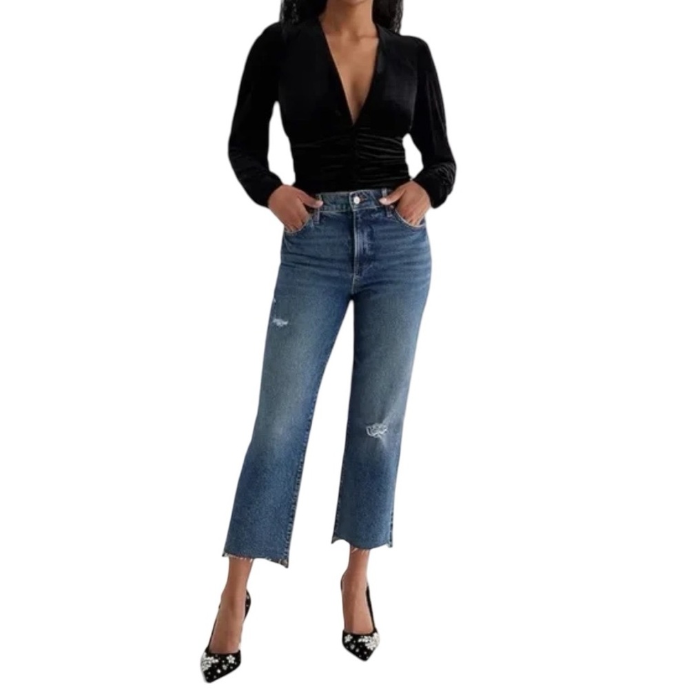 4S EUC Express‎ High Rise Straight Ankle Ripped Raw Hem Jeans 4 short